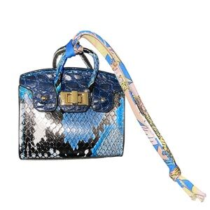 MINI FAUX SNAKESKIN BAG CHARM